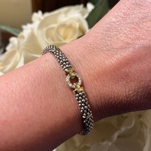 LAGOS two toned 6mm Diamond Circle Caviar Bracelet